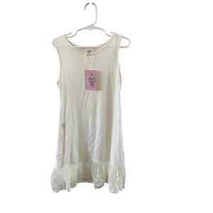 M.L. Kids White Lace Hem Sleeveless Slip Dress size 7 New with tags